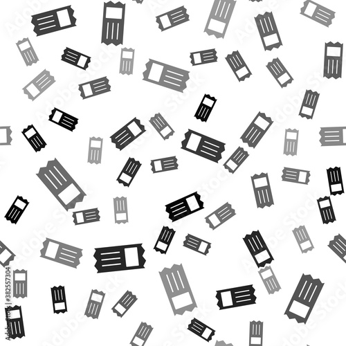 Black Cinema ticket icon isolated seamless pattern on white background. Vector Illustration.