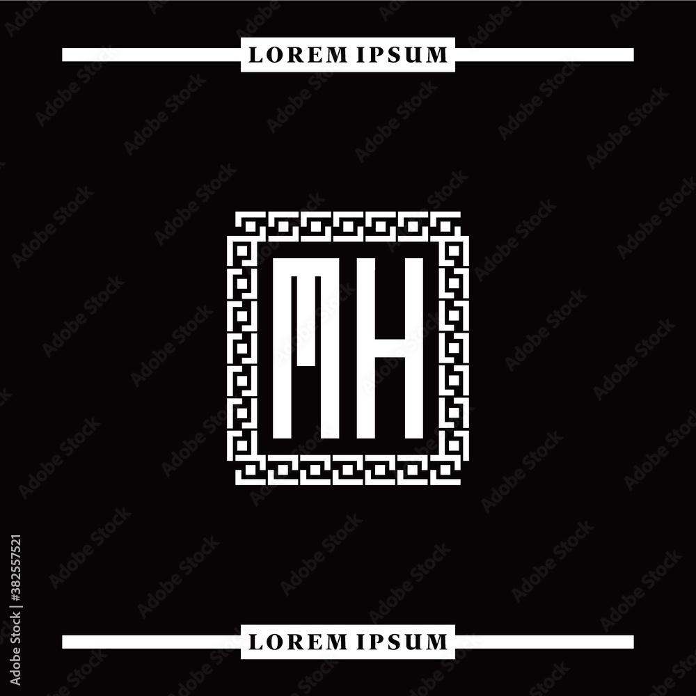 M H collection of initial logo designs with luxurious frame elements M H collection of initial logo designs with luxurious frame elements