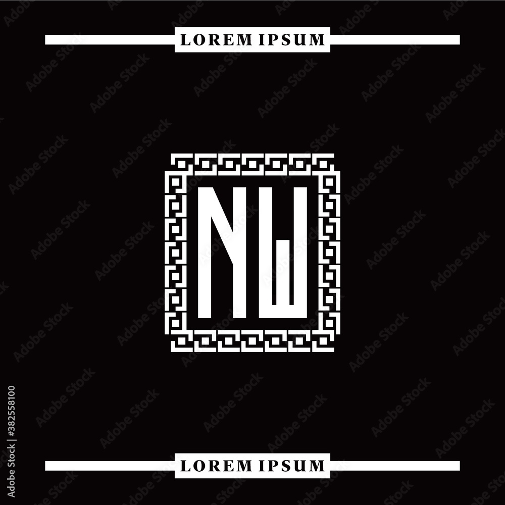 Obraz premium N W collection of initial logo designs with luxurious frame elements