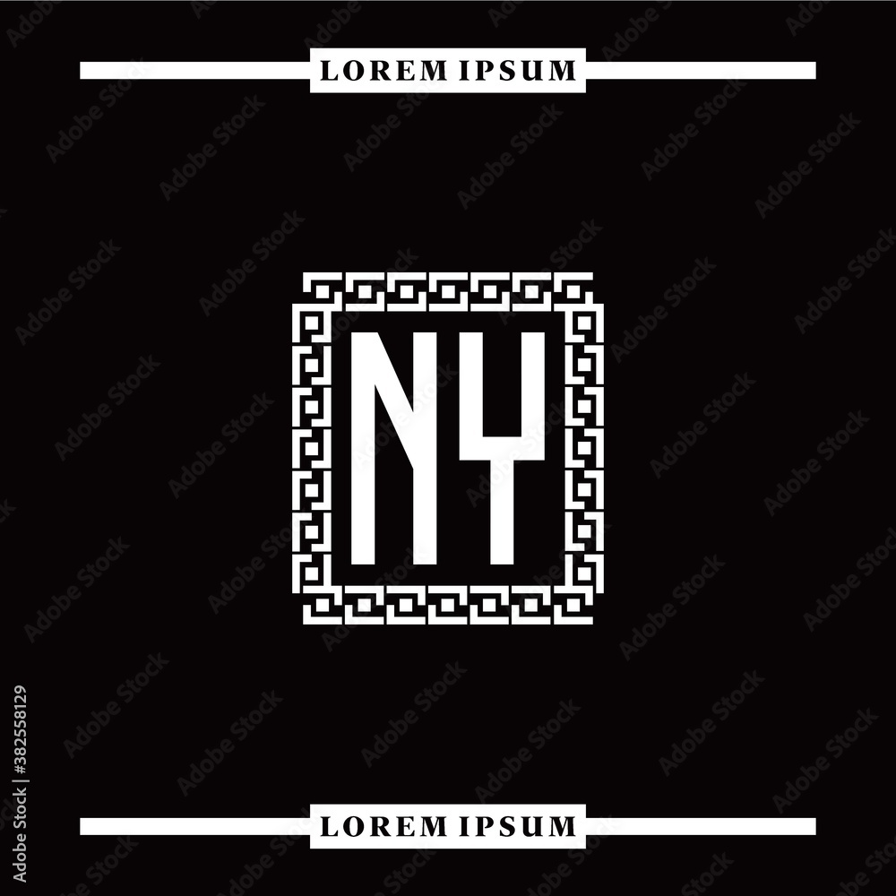 N Y collection of initial logo designs with luxurious frame elements N Y collection of initial logo designs with luxurious frame elements
