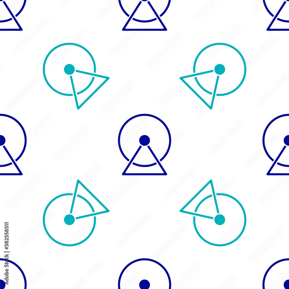 Blue Hamster wheel icon isolated seamless pattern on white background. Wheel for rodents. Pet shop. Vector. Blue Hamster wheel icon isolated seamless pattern on white background. Wheel for rodents. Pet shop. Vector.