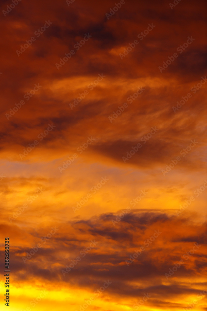 orange color clouds in sunset sky