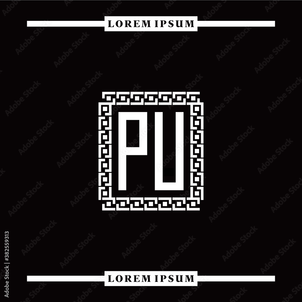 P U collection of initial logo designs with luxurious frame elements P U collection of initial logo designs with luxurious frame elements