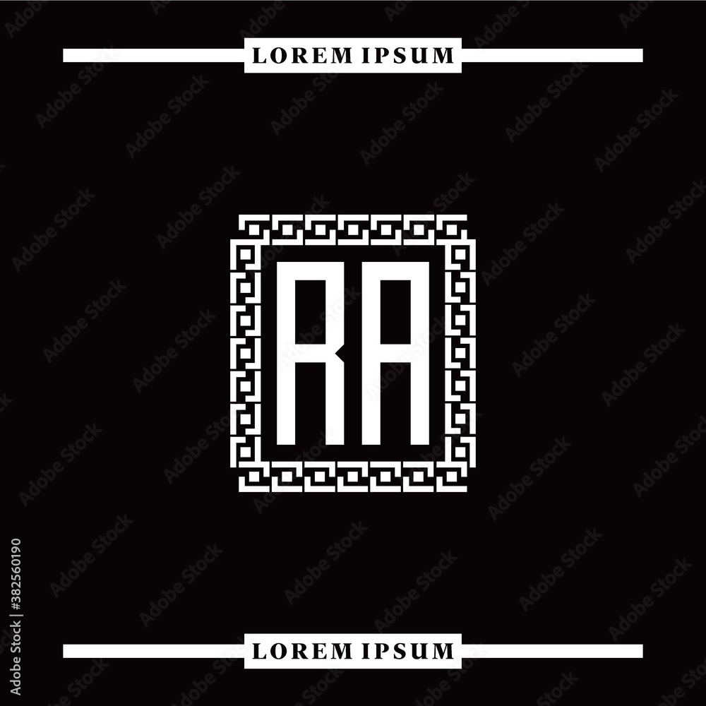 Obraz premium R A collection of initial logo designs with luxurious frame elements