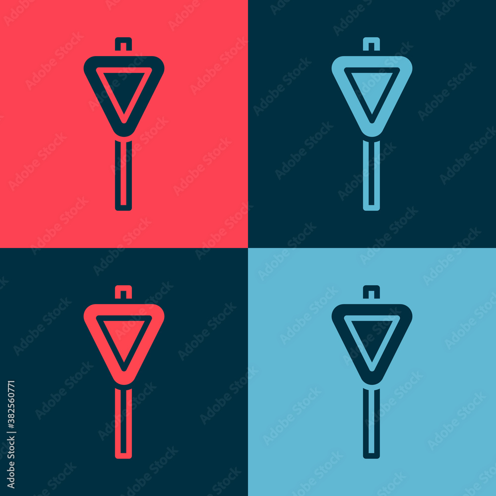 Pop art Road traffic sign. Signpost icon isolated on color background. Pointer symbol. Street information sign. Direction sign. Vector. Pop art Road traffic sign. Signpost icon isolated on color background. Pointer symbol. Street information sign. Direction sign. Vector.