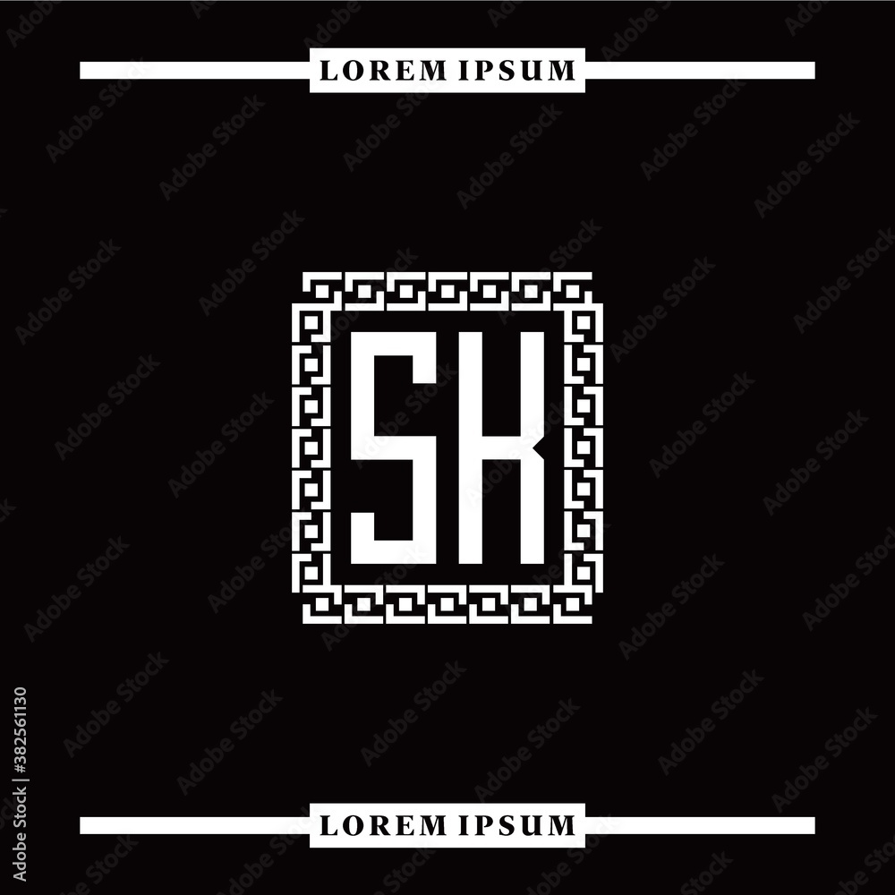 Obraz premium S K collection of initial logo designs with luxurious frame elements