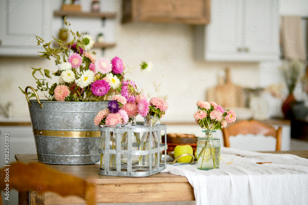 Kitchen table with flower basket