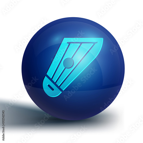 Blue Musical instrument kankles icon isolated on white background. Blue circle button. Vector.