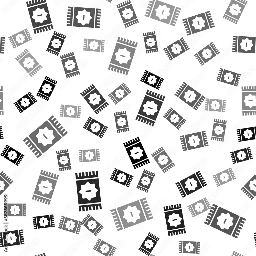 Black Mexican carpet icon isolated seamless pattern on white background. Vector.