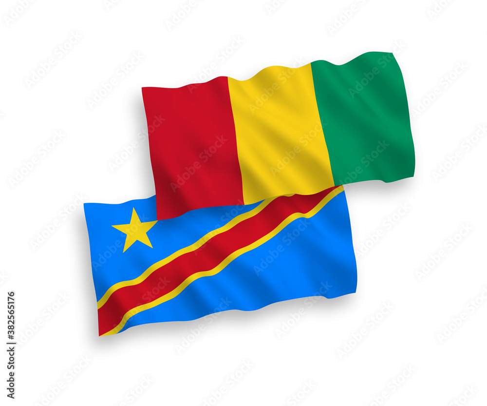 Flags of Guinea and Democratic Republic of the Congo on a white background Flags of Guinea and Democratic Republic of the Congo on a white background