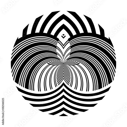 Black and white striped circles lines design.