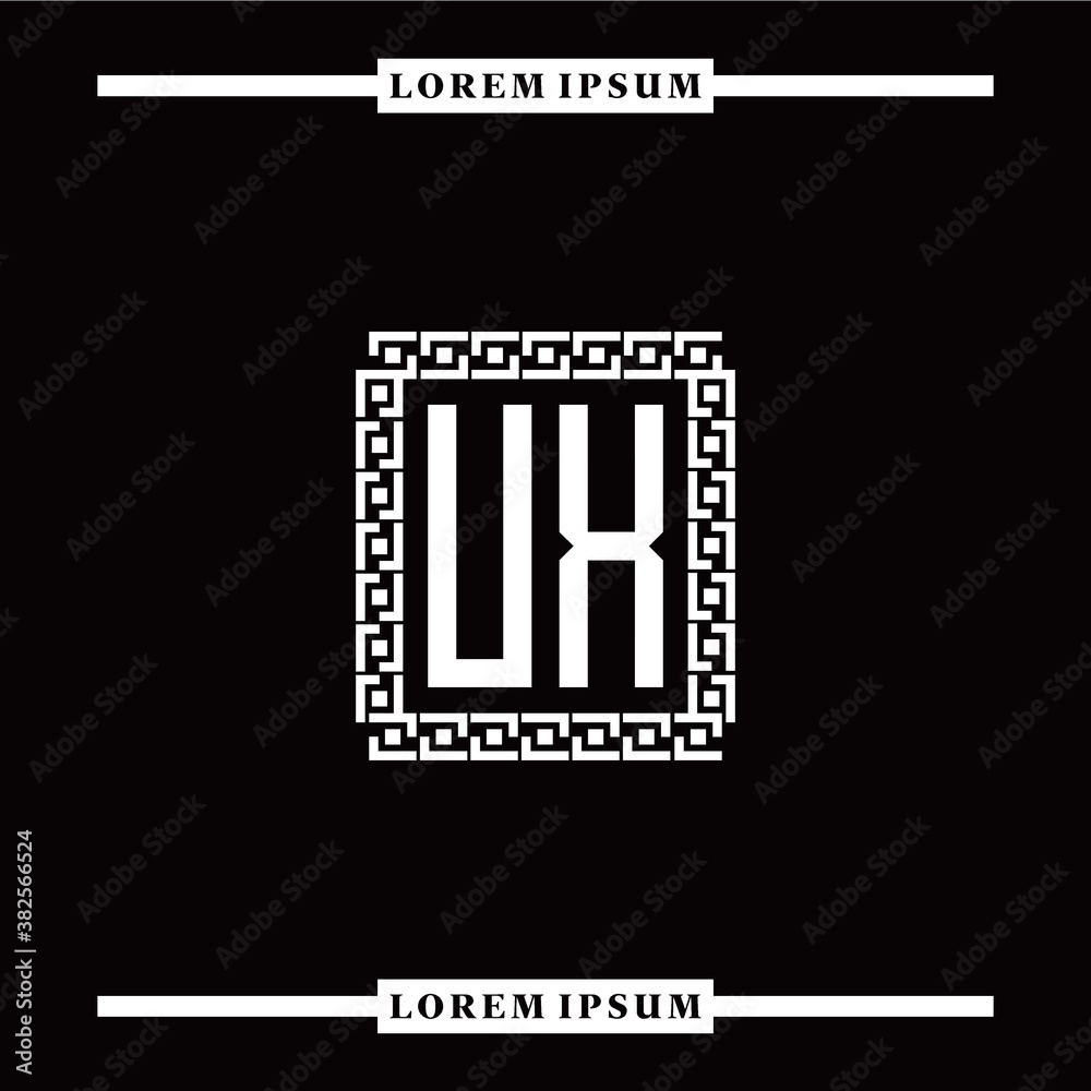 Obraz premium U X collection of initial logo designs with luxurious frame elements
