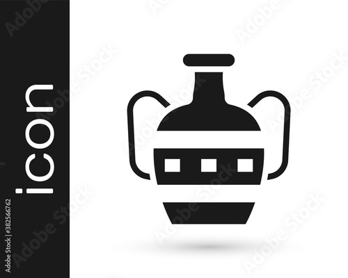 Black Ancient amphorae icon isolated on white background. Vector.