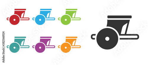 Black Ancient Greece chariot icon isolated on white background. Set icons colorful. Vector.