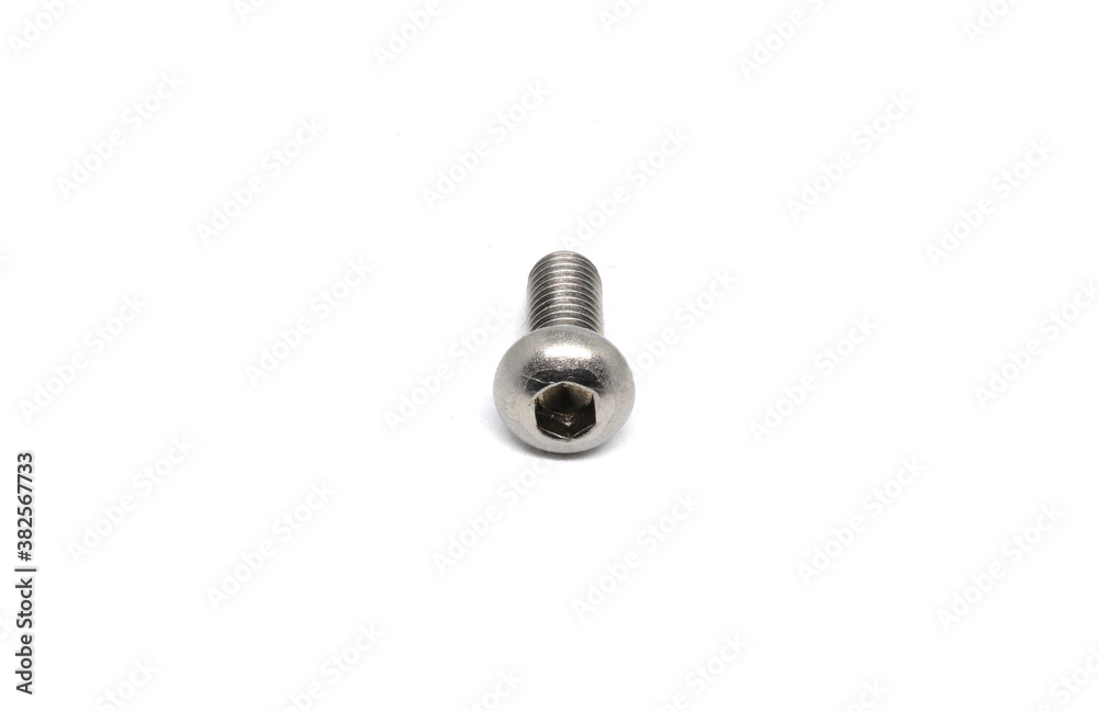 Stainless Button Head Socket Screws isolated on white background Stainless Button Head Socket Screws isolated on white background