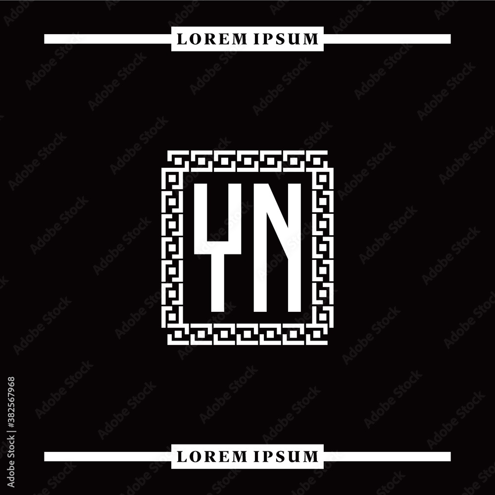 Y N collection of initial logo designs with luxurious frame elements