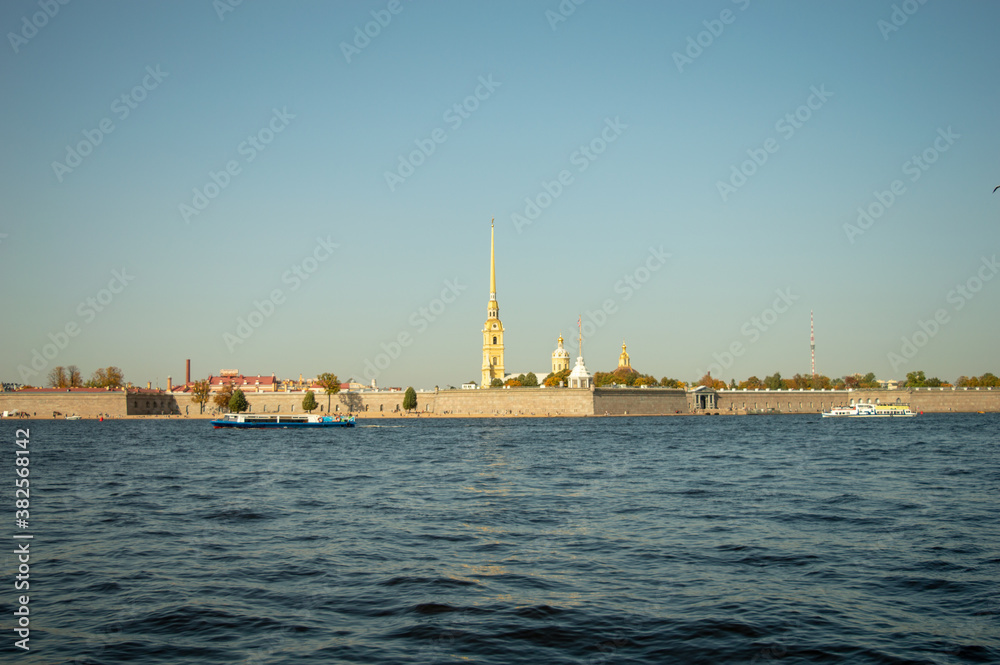 On the Neva river in St. Petersburg Peter and Paul fortress