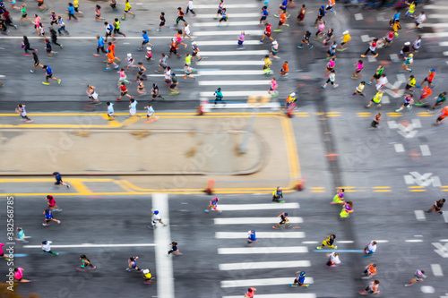 New York City Marathon runners in motion