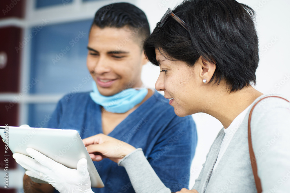 Patient and medical staff using a tablet Patient and medical staff using a tablet