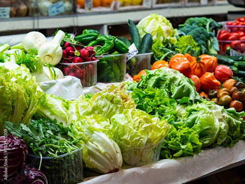 Photos Close-up of a greengrocer counter