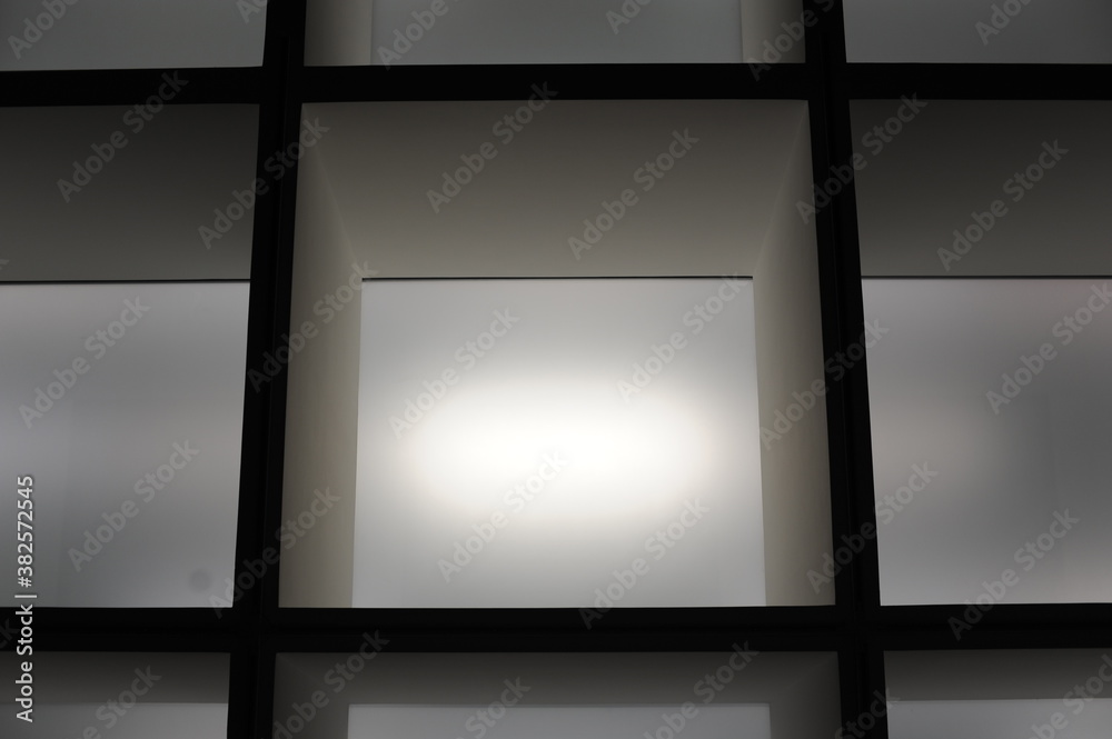 3D black and white coffer, caisson and lacunar with shades of grey light 3D black and white coffer, caisson and lacunar with shades of grey light