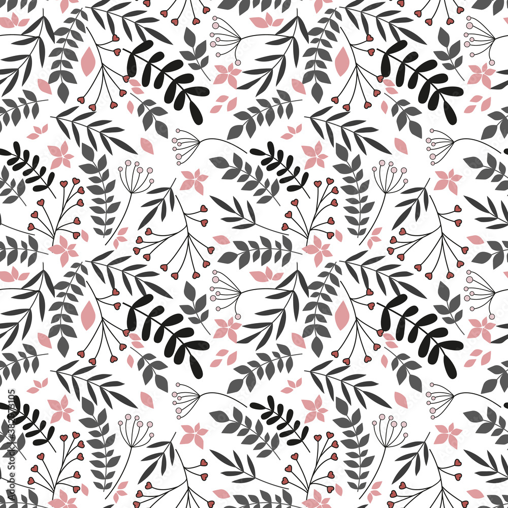Flowers seamless pattern leaves Flowers seamless pattern leaves