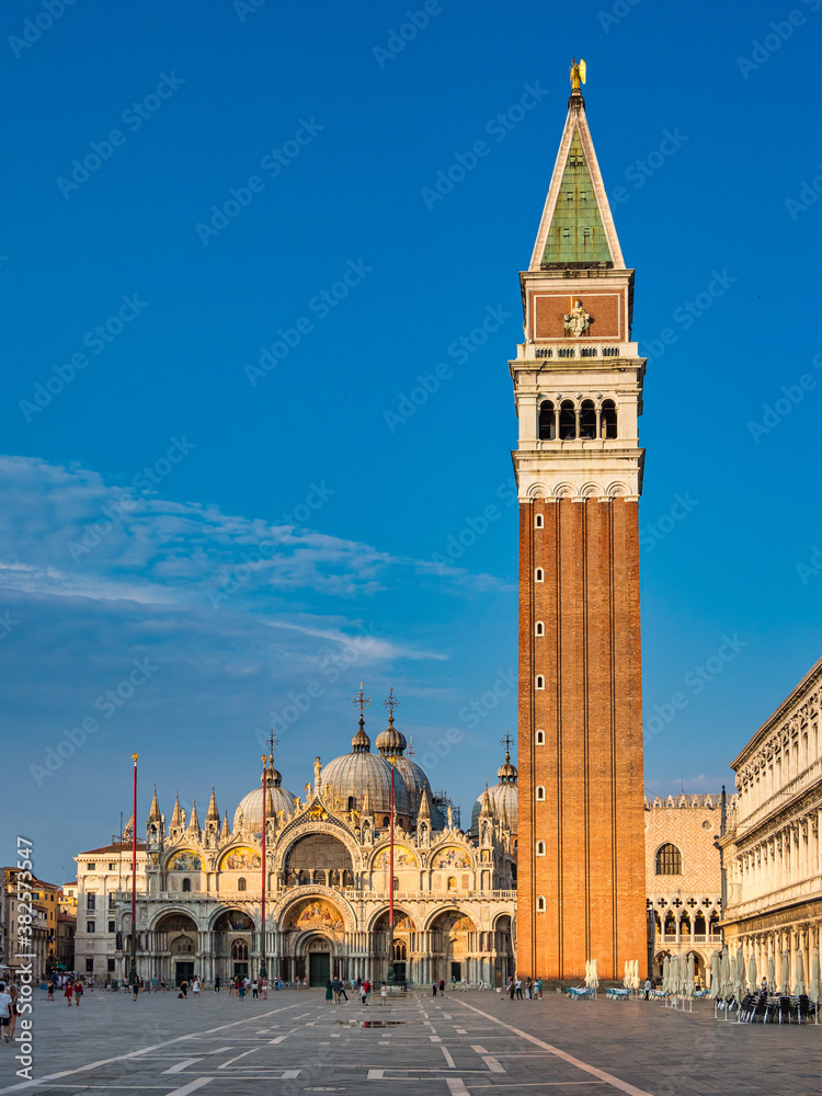 San Marco square with Campanile and Saint Mark's Basilica in Venice, Italy.