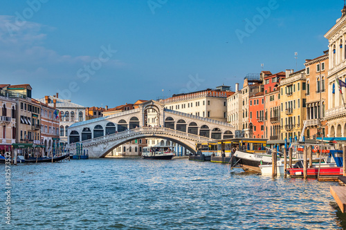 Rialto bridge and Grand Canal in Venice, Italy in Europe © rudiernst