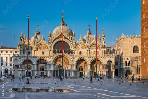 St. Mark's square with iconic sights of St. Mark's basilica in Venice, Italy © rudiernst