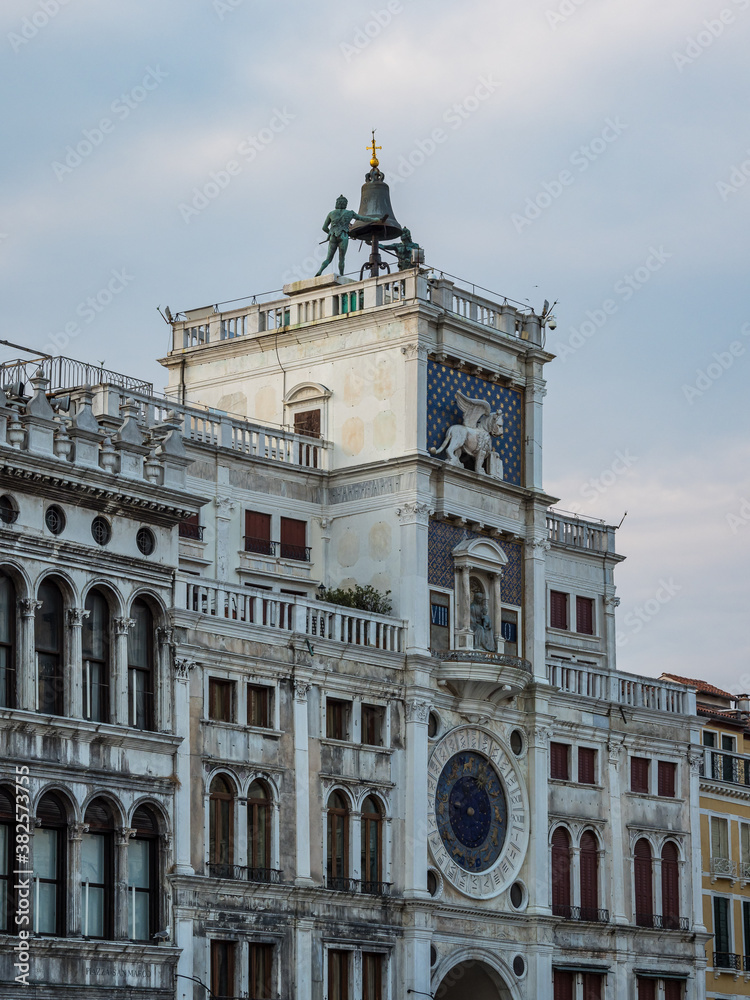 Astronomical clock tower with zodiac signs of St. Mark in Venice, Italy