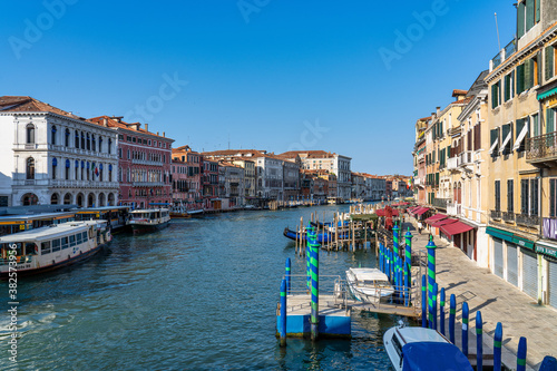 Venice Grand canal with gondolas  Italy in summer
