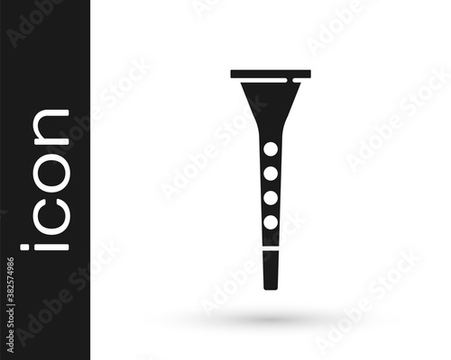 Black Clarinet icon isolated on white background. Musical instrument. Vector.