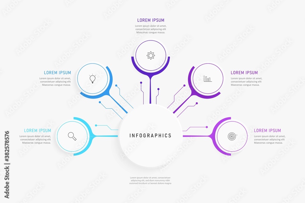 Vector Infographic label design template with icons and 5 options or steps. Can be used for process diagram, presentations, workflow layout, banner, flow chart, info graph.