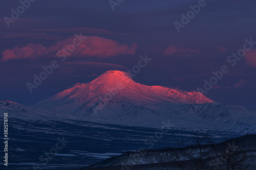 Kamchatka, Avachinsky volcano at sunset