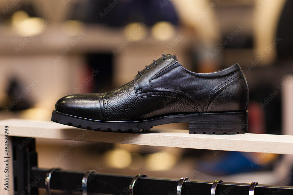 Leather shoes in the store window Leather shoes in the store window