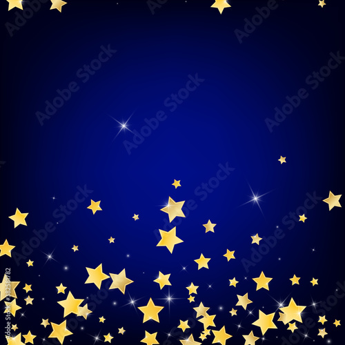 Gold Luxury Stars Vector Blue Background. Cosmos 