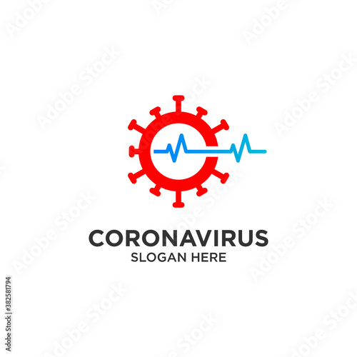 corona virus and pulse logo design