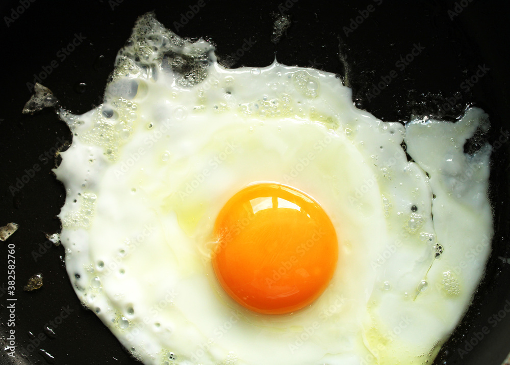 fried egg in a frying pan with butter fried egg in a frying pan with butter