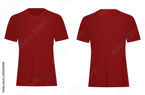 Red v neck t shirt. vector illustration