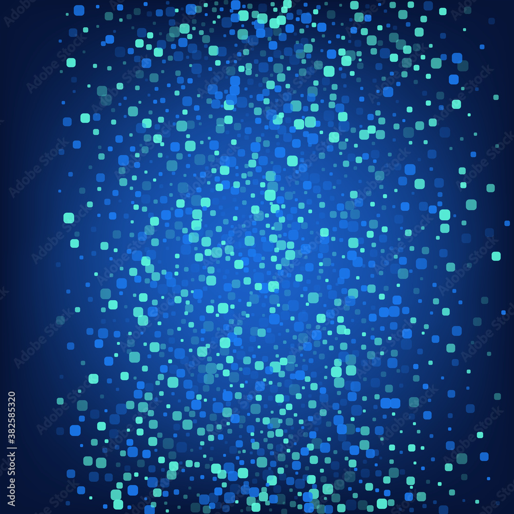 Turquoise Confetti Flying Blue Vector Background. 