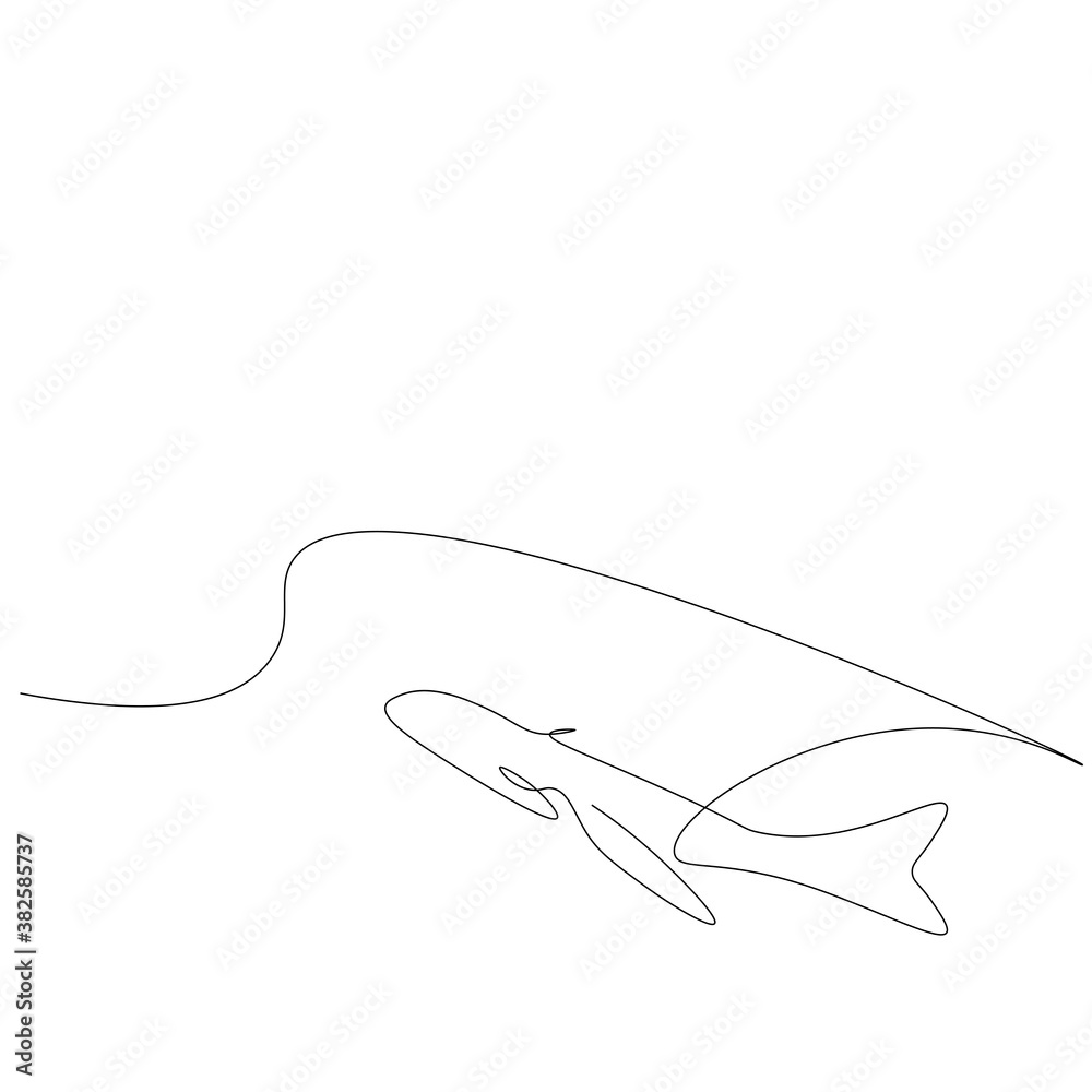 Whale on ocean drawing. Vector illustration Whale on ocean drawing. Vector illustration