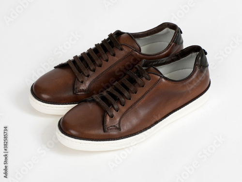 Leather shoes on a white background