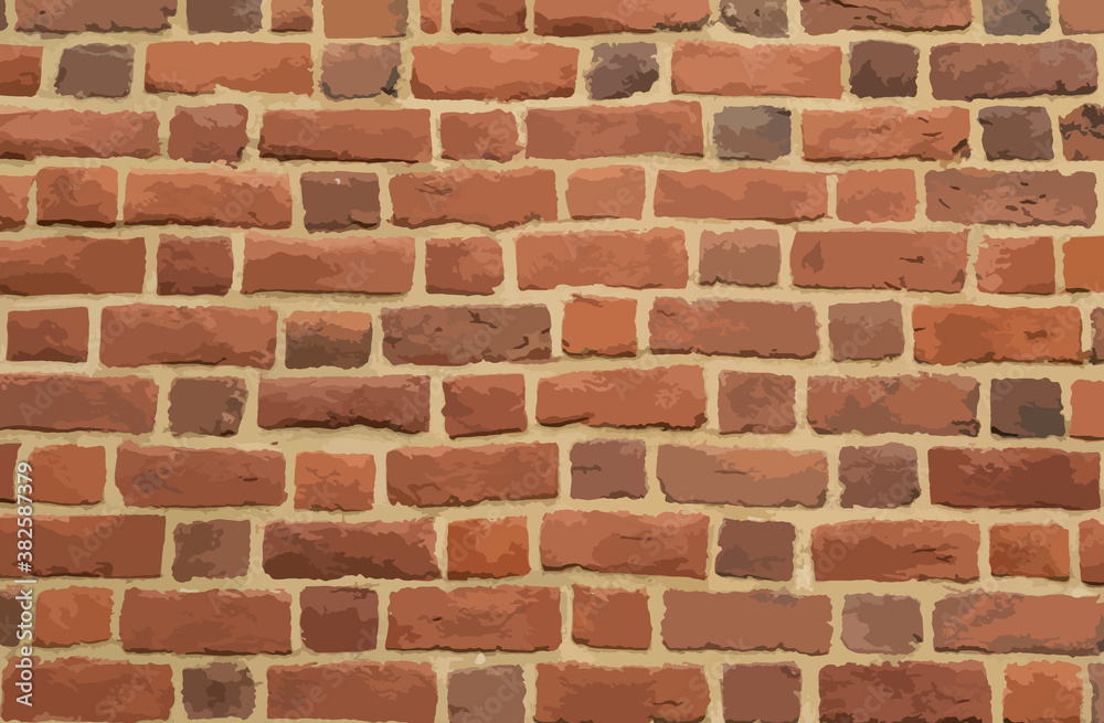 Old red brick fortress wall with gray cement mortar textute Old red brick fortress wall with gray cement mortar textute