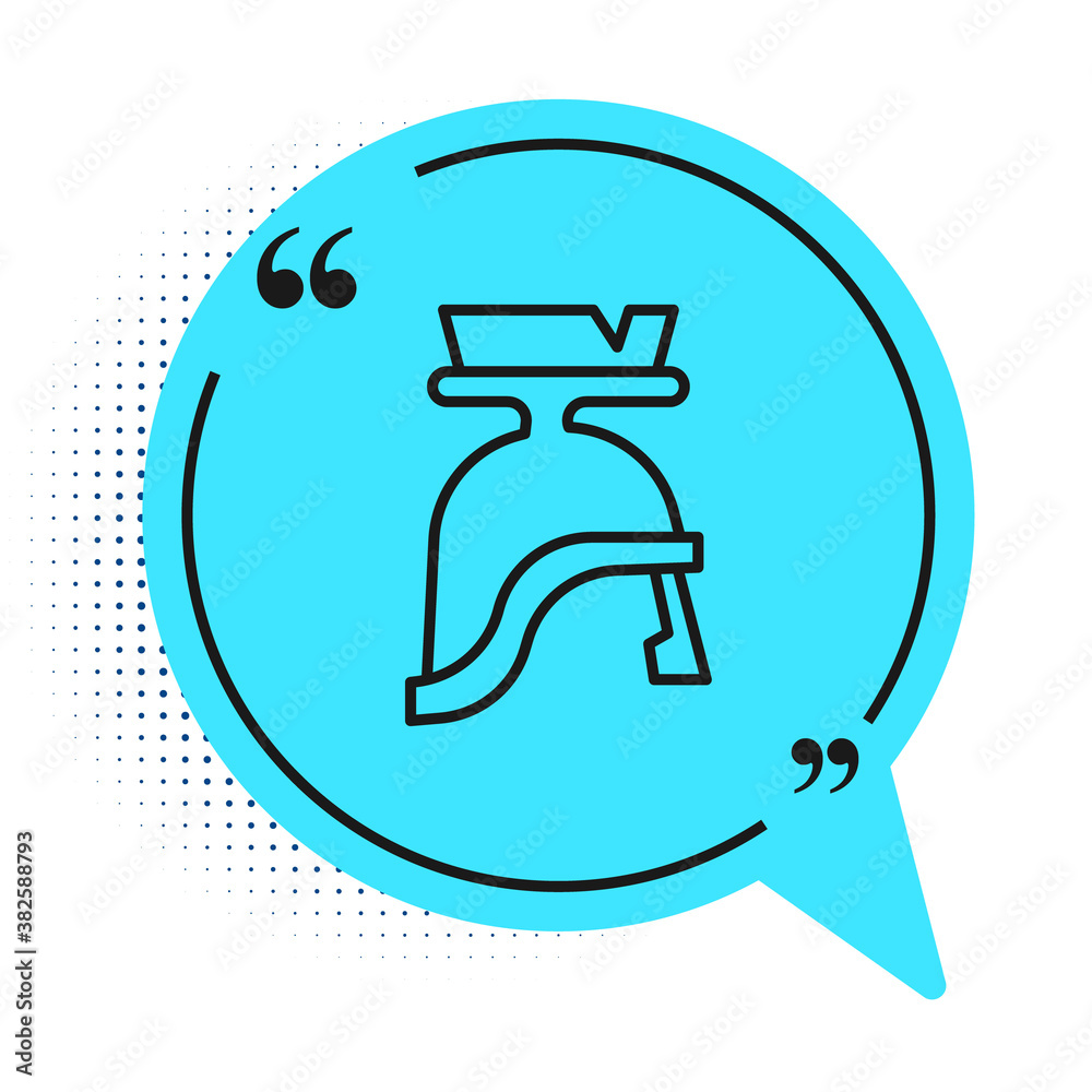Black line Roman army helmet icon isolated on white background. Blue speech bubble symbol. Vector. Black line Roman army helmet icon isolated on white background. Blue speech bubble symbol. Vector.