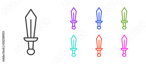 Black line Sword toy icon isolated on white background. Set icons colorful. Vector.