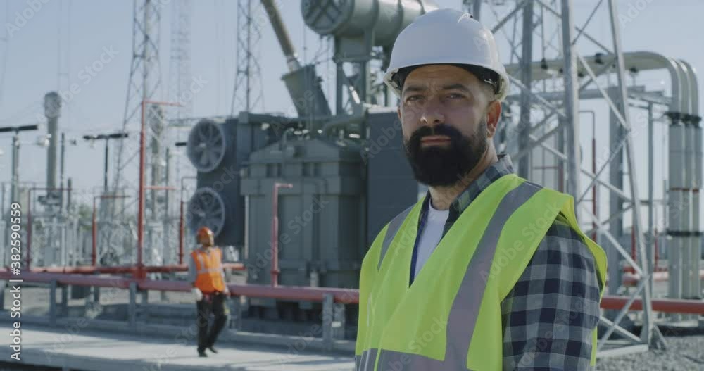 Bearded constructor on power plant Bearded constructor on power plant