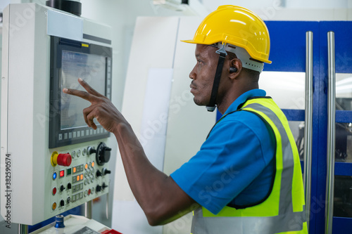 African American engineer workers working