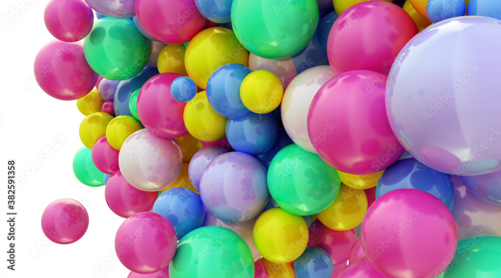 Multicolored shiny balls closeup on a light background. 