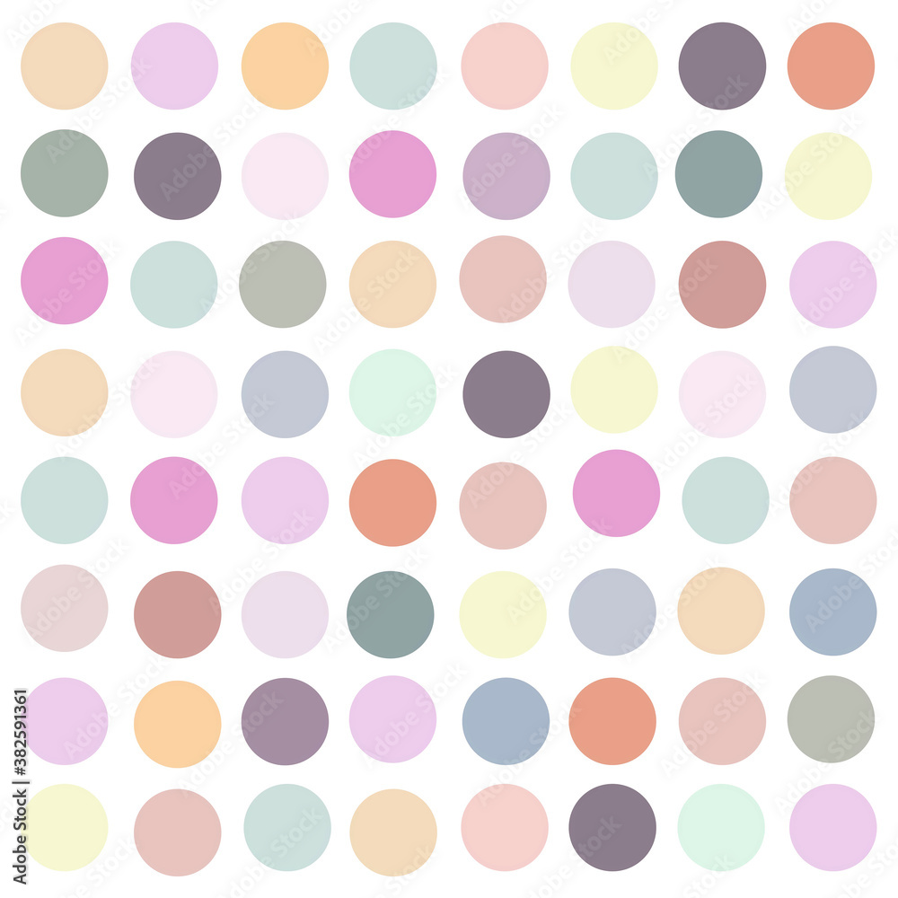 White background of many small colored circles of delicate shades: pink, beige, gray. White background of many small colored circles of delicate shades: pink, beige, gray.