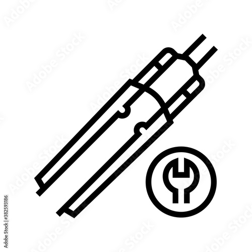 bicycle fork straightening line icon vector. bicycle fork straightening sign. isolated contour symbol black illustration